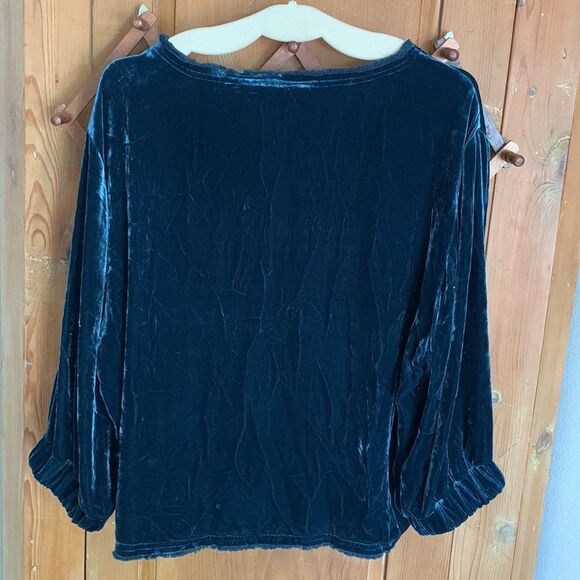 Go > Go Silk deep green velour long sleeve frayed hem tunic top - Picture 6 of 10
